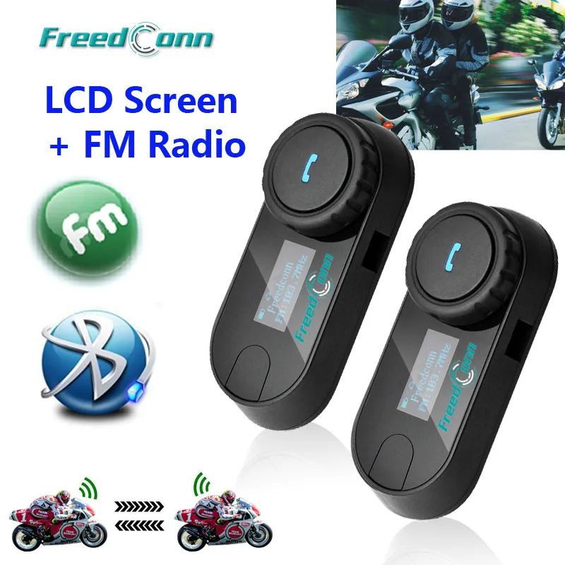 

Original FreedConn 2 pcs Updated TCOM-SC BT Bluetooth Motorcycle Helmet Intercom Interphone Headset with LCD screen + FM Radio