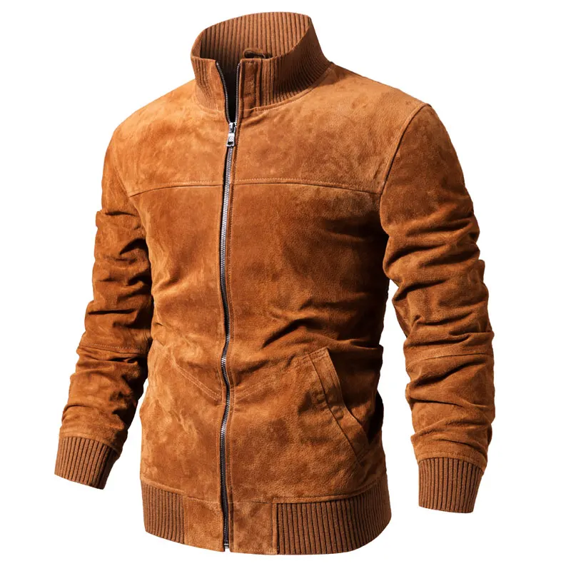 FLAVOR Men's Real Leather Jacket Men Pigskin Slim Fit Genuine Leather Coat With Rib Cuff Standing Collar
FLAVOR Men's Real Leather Jacket Men Pigskin Slim Fit Genuine Leather Coat With Rib Cuff Standing Collar