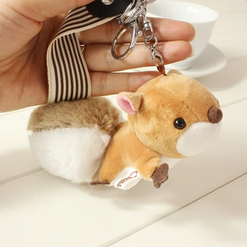 

Cute Small Squirrel Doll Key Chain keyring Women Bags Accesorios Charm Pendants Mini Plush Stuffed Toy Wrist Rope Keychains Gift