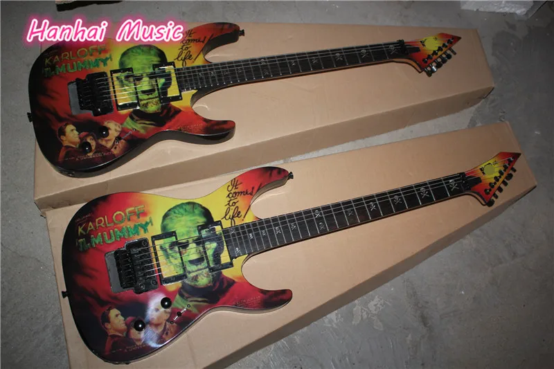 6-String Electric Guitar,The Mummy Memorial Style,24 Frets,Black Hardware with Floyd Rose and Maple Neck,can be Customized
6-String Electric Guitar,The Mummy Memorial Style,24 Frets,Black Hardware with Floyd Rose and Maple Neck,can be Customized