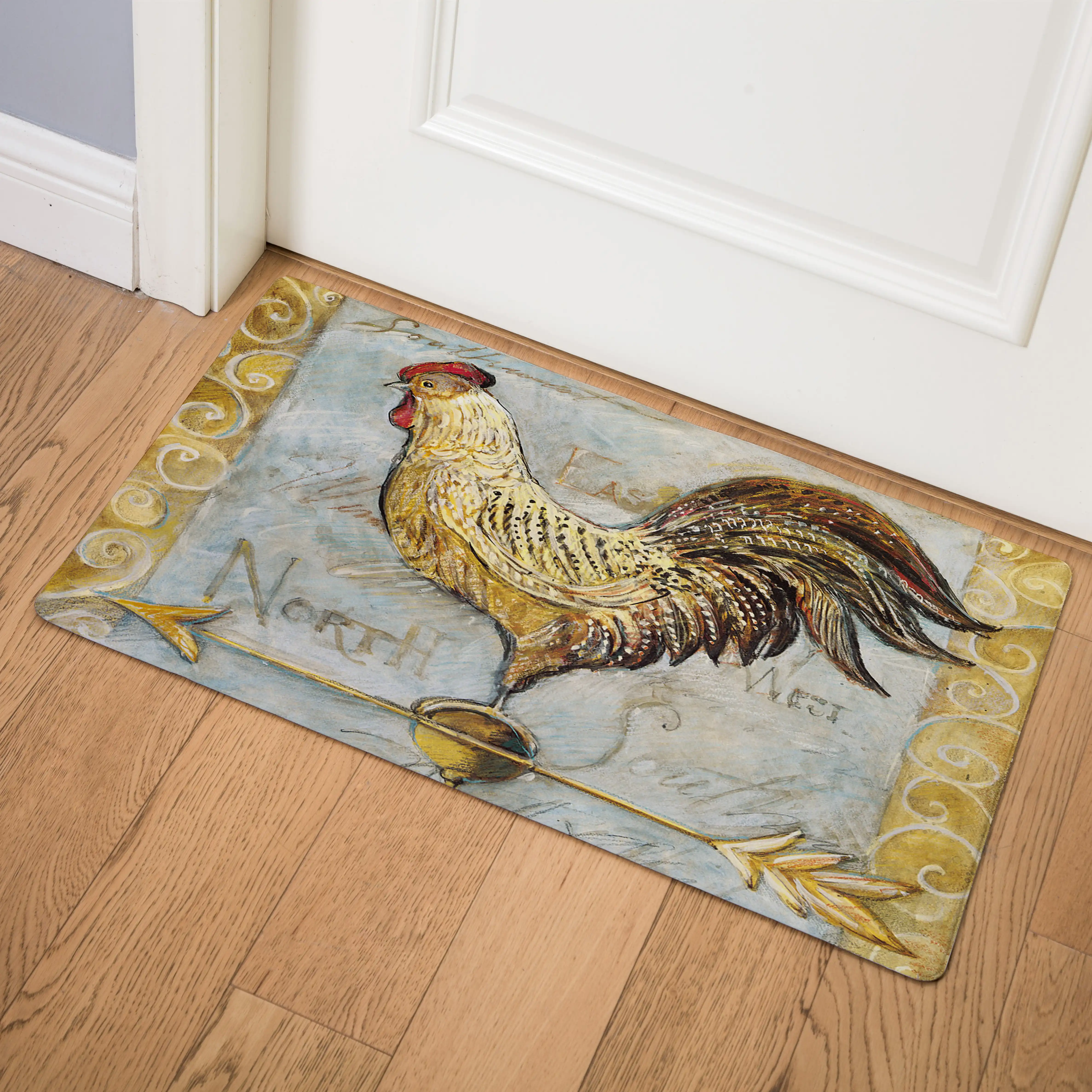 Vintage Rooster Long Kitchen Rugs Home Mat Outdoor Entry Mats
