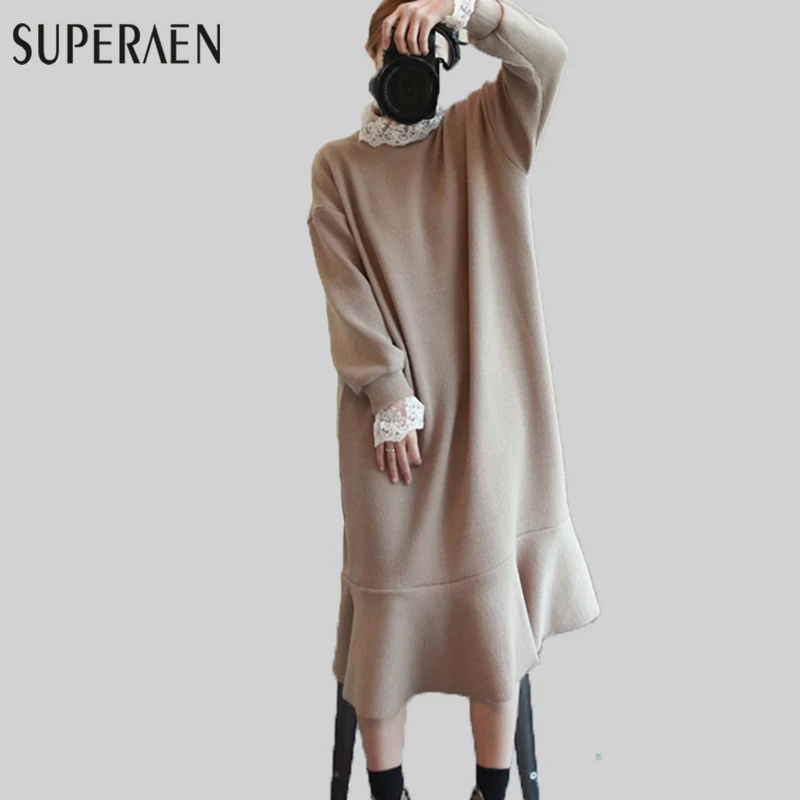 SuperAen Lace Stitching Dress Women Solid Color Loose Fashion Ladies Dress Autumn and Winter New 2017 Cotton Wild Women Dress
SuperAen Lace Stitching Dress Women Solid Color Loose Fashion Ladies Dress Autumn and Winter New 2017 Cotton Wild Women Dress