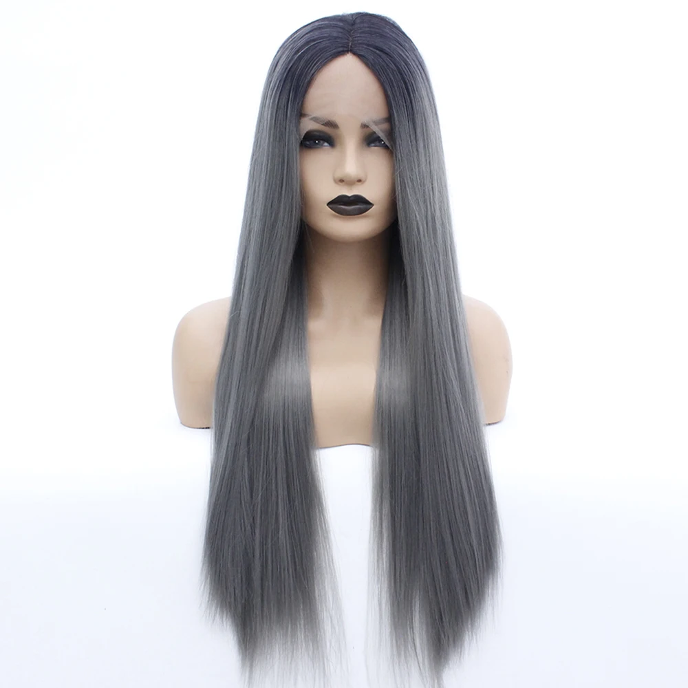 V'nice Glueless Synthetic Lace Front Wig Ombre Grey Middle Parting Heat Resistant Fiber Full Wigs for Black Women Dark Gray
V'nice Glueless Synthetic Lace Front Wig Ombre Grey Middle Parting Heat Resistant Fiber Full Wigs for Black Women Dark Gray