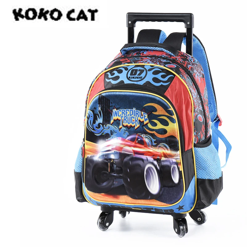 

Kids Racing Car Primary School Rolling Backpack Wheeled Girl Backpacks With Wheels Trolley Bag for Teenager Children Bookbag
