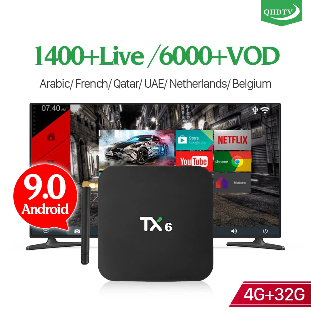 IPTV France Box TX6 with 1 Year QHDTV Subscription Android 9.0 Dual-band Wifi French Belgium Arabic Morocco Netherlands IPTV
IPTV France Box TX6 with 1 Year QHDTV Subscription Android 9.0 Dual-band Wifi French Belgium Arabic Morocco Netherlands IPTV