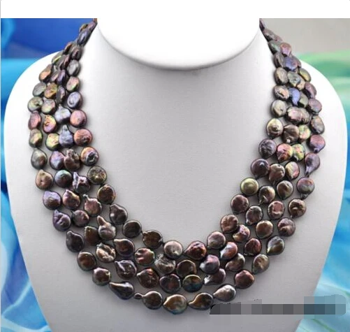 4row 20" 11mm coin black freshwater pearl necklace^^^@^Noble style Natural Fine jewe FREE SHIPPING
4row 20" 11mm coin black freshwater pearl necklace^^^@^Noble style Natural Fine jewe FREE SHIPPING