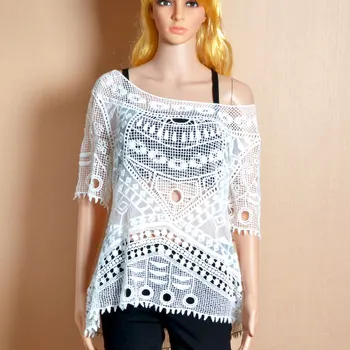 Mesh Crochet White Shirt Discount Summer Solid Lace Hollow Out Women Blouses Elegant Sexy Pullover Blusas 2017 Womens Shirt Tops
Mesh Crochet White Shirt Discount Summer Solid Lace Hollow Out Women Blouses Elegant Sexy Pullover Blusas 2017 Womens Shirt Tops