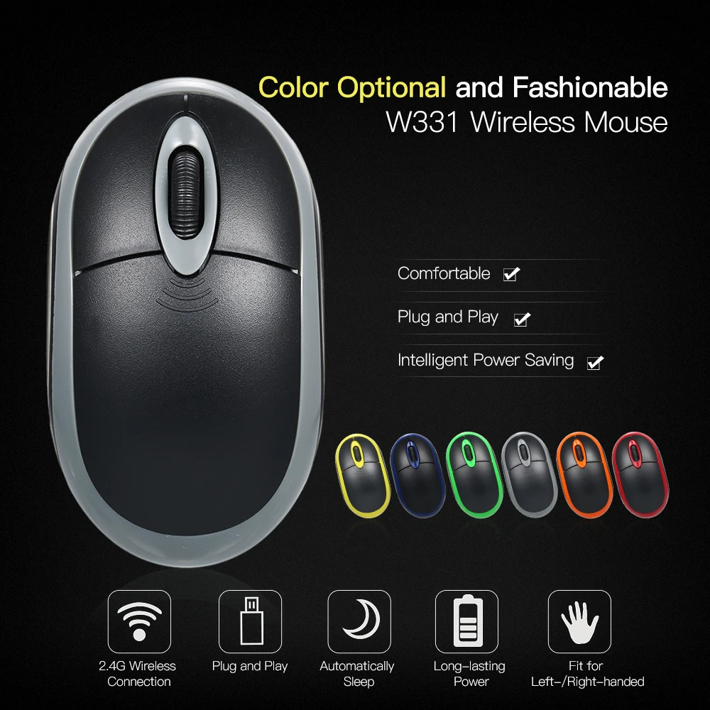 2.4G Wireless Mouse 1600DPI Optical Mini Mobile Mouse with USB Receiver 3 Buttons for PC Laptop Desktop Fit for Left/Right Hand
2.4G Wireless Mouse 1600DPI Optical Mini Mobile Mouse with USB Receiver 3 Buttons for PC Laptop Desktop Fit for Left/Right Hand