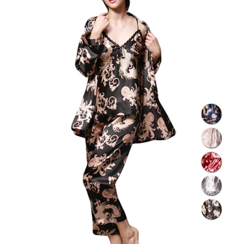 UNLIMON Womens 3Pcs Noble Robe Sets Faux Silk Imperial Nightgown Full Sleeve Ladies Stain Pyjama Sets
UNLIMON Womens 3Pcs Noble Robe Sets Faux Silk Imperial Nightgown Full Sleeve Ladies Stain Pyjama Sets