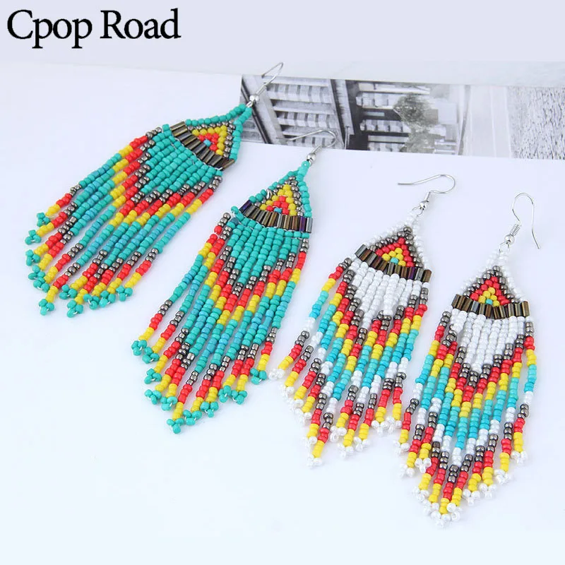 Cpop Ethnic Long Beaded Tassel Earrings Handmade Boho Personality Statement Earrings Colorful Long Chic Jewelry Accessories Hot
Cpop Ethnic Long Beaded Tassel Earrings Handmade Boho Personality Statement Earrings Colorful Long Chic Jewelry Accessories Hot
