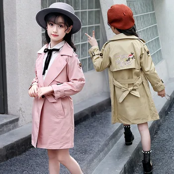 Children Girls Long Trench Coat Cotton Kids Turn-Down Collar Embroidery Jackets Teenage Princess Flower Clothes Bow Belt Tops
Children Girls Long Trench Coat Cotton Kids Turn-Down Collar Embroidery Jackets Teenage Princess Flower Clothes Bow Belt Tops