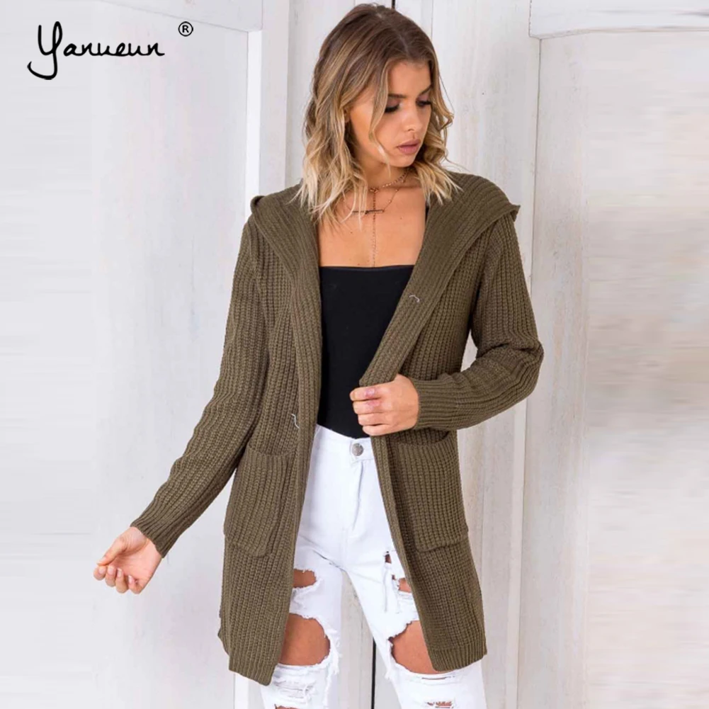 Yanueun Women 2018 Autumn Knitted Long Sleeve Cardigans Sweater With Hat Lace up Women's Long Open Stitch Sweaters 
Yanueun Women 2018 Autumn Knitted Long Sleeve Cardigans Sweater With Hat Lace up Women's Long Open Stitch Sweaters