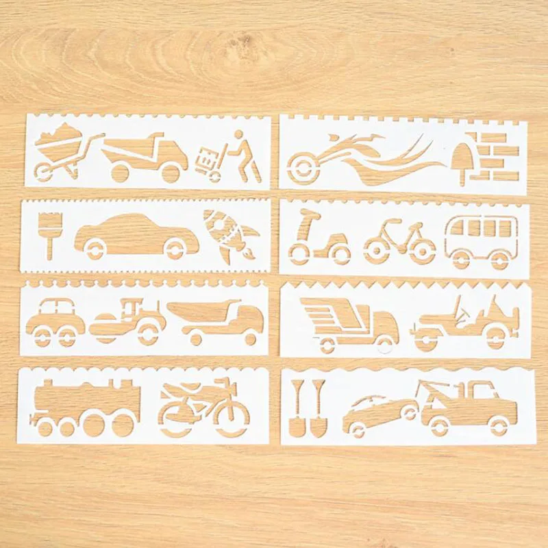 8pc Openwork Cartoon Car Child Painting Stencil DIY Scrapbooking Album Decorative Template Drawing Stencils Decor
8pc Openwork Cartoon Car Child Painting Stencil DIY Scrapbooking Album Decorative Template Drawing Stencils Decor