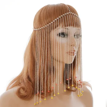 European Exotic Sexy Women jewelry Mask Handmade Metallic Alloy Long Tassel Fringe Head Jewerly Dance Show Lades Mask Head Chain
European Exotic Sexy Women jewelry Mask Handmade Metallic Alloy Long Tassel Fringe Head Jewerly Dance Show Lades Mask Head Chain