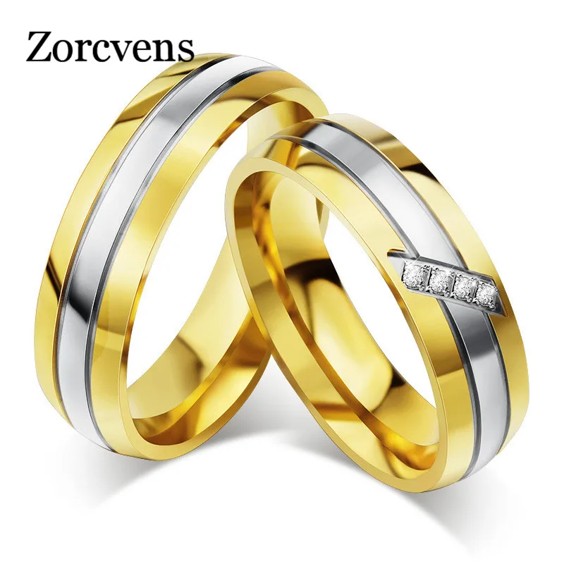 Мужское и женское кольцо ZORCVENS из нержавеющей стали 316l с фианитами | Украшения