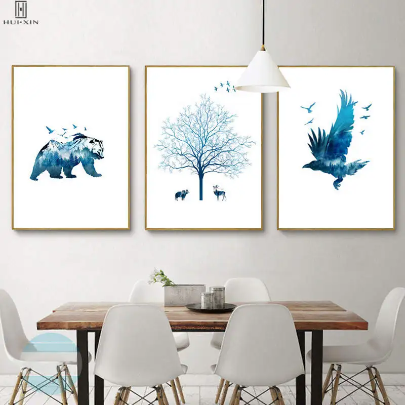 Wall Art Prints Modern Canvas Paintings White Bear Birds Tree Presented With Azure Color Decorative Posters For Home Room Decor
Wall Art Prints Modern Canvas Paintings White Bear Birds Tree Presented With Azure Color Decorative Posters For Home Room Decor