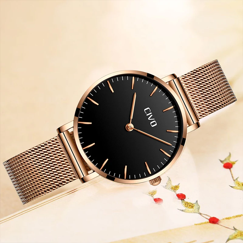 CIVO Luxury Brand Watches Women Simple Style Wrist Watch Waterproof Gold Mesh Strap Quartz Watch Clock Relogio Feminino 8011
CIVO Luxury Brand Watches Women Simple Style Wrist Watch Waterproof Gold Mesh Strap Quartz Watch Clock Relogio Feminino 8011