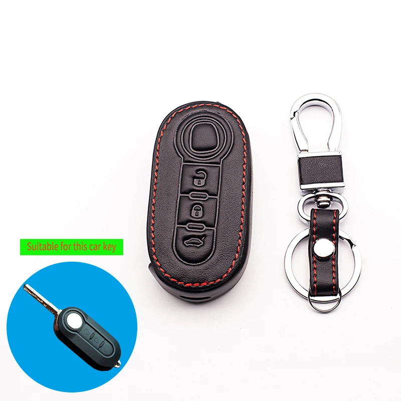 3 Button Genuine Leather Car Key Case Cover For 500 FIAT Panda Bravo Punto Auto car keys accessories Style protect shell | Автомобили и