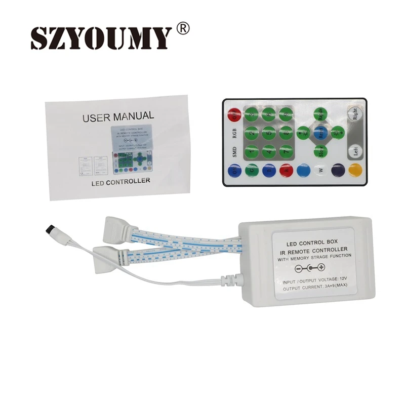 SZYOUMY DC12V RGB Controller with 25 Key IR Wilress Remote Controller for 5050 Horse Race RGB LED Strips
SZYOUMY DC12V RGB Controller with 25 Key IR Wilress Remote Controller for 5050 Horse Race RGB LED Strips