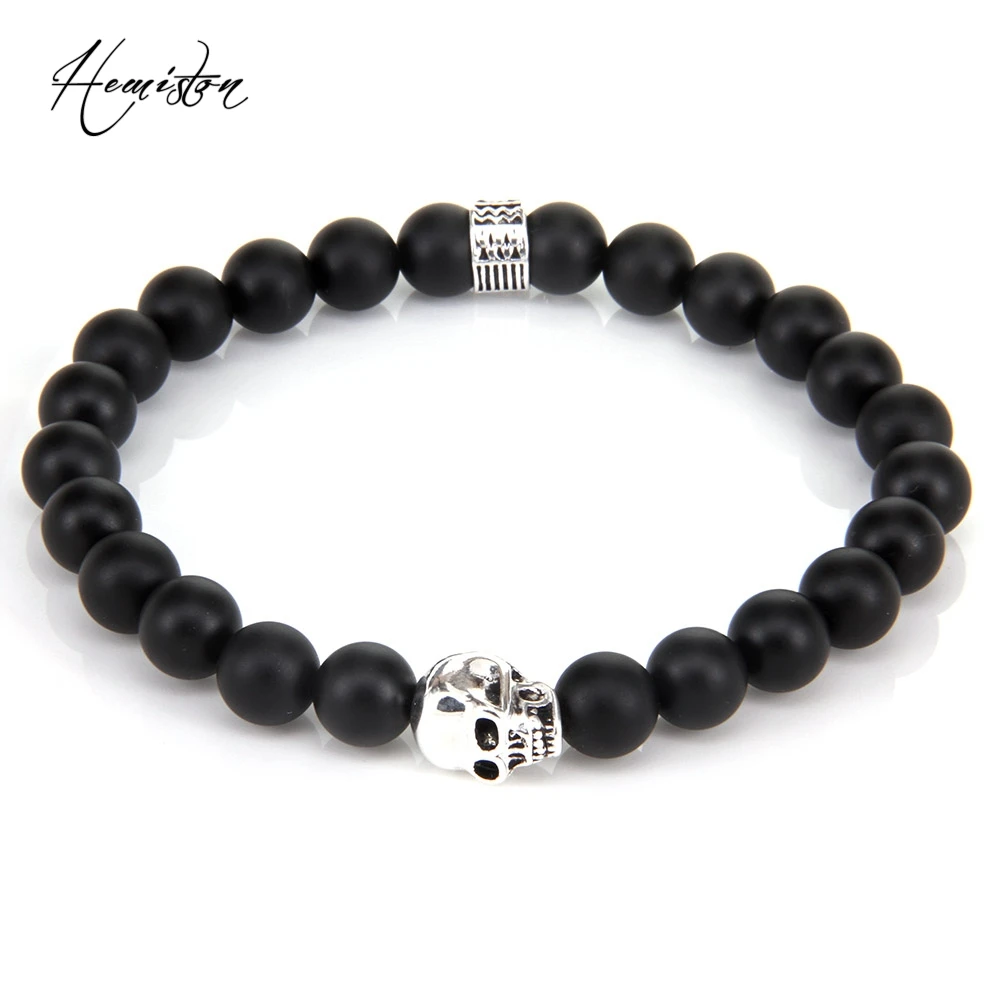 Thomas BLACK OBSIDIAN AND SKULL BEADS Hieroglyphic Ornamentation Elastic Bracelet, Rebel Heart Style Jewelry for Men TS B554
Thomas BLACK OBSIDIAN AND SKULL BEADS Hieroglyphic Ornamentation Elastic Bracelet, Rebel Heart Style Jewelry for Men TS B554