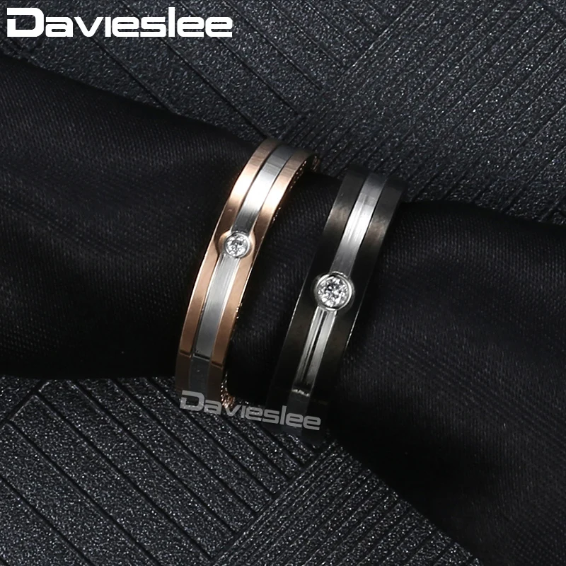 Davieslee Wedding Band Rings for Women Men Stainless Steel Paved Clear CZ Rose Gold Black Silver Letters Couples Ring DKRM38
Davieslee Wedding Band Rings for Women Men Stainless Steel Paved Clear CZ Rose Gold Black Silver Letters Couples Ring DKRM38