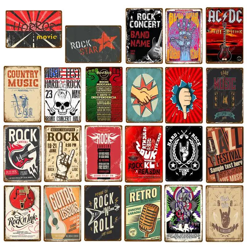 Hard Rock Roll Poster Country Music Jazz Acdc Metal Signs Retro