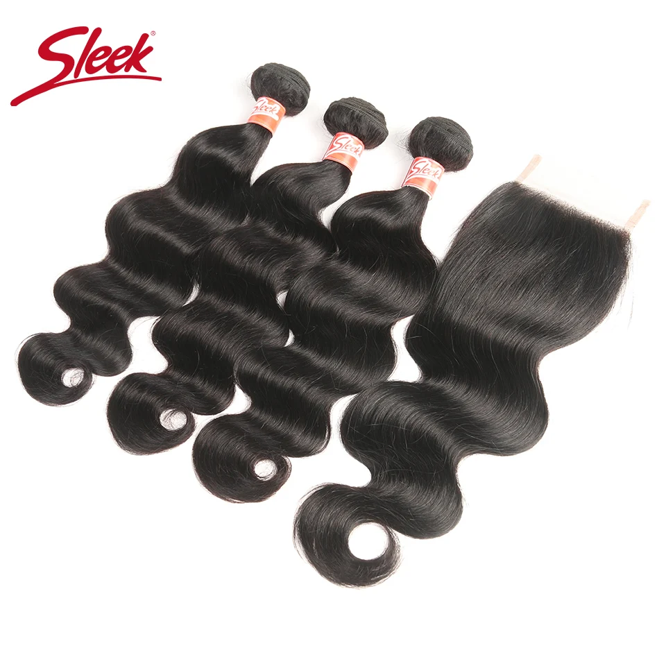 Sleek Brazilian Body Wave Bundles With Closure 4x4 Free/Three/Middle Natural Color Non Remy Human Hair 3 Bundles With Closure 
Sleek Brazilian Body Wave Bundles With Closure 4x4 Free/Three/Middle Natural Color Non Remy Human Hair 3 Bundles With Closure