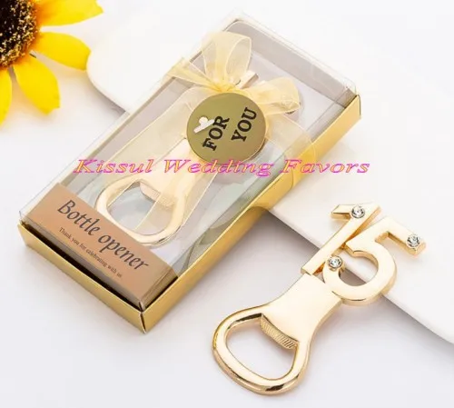 (10 Pieces/lot) Gold Bridal showers of 15th design Bottle Opener Favors for 15th anniversary gift and 15th Birthday Party favors
(10 Pieces/lot) Gold Bridal showers of 15th design Bottle Opener Favors for 15th anniversary gift and 15th Birthday Party favors