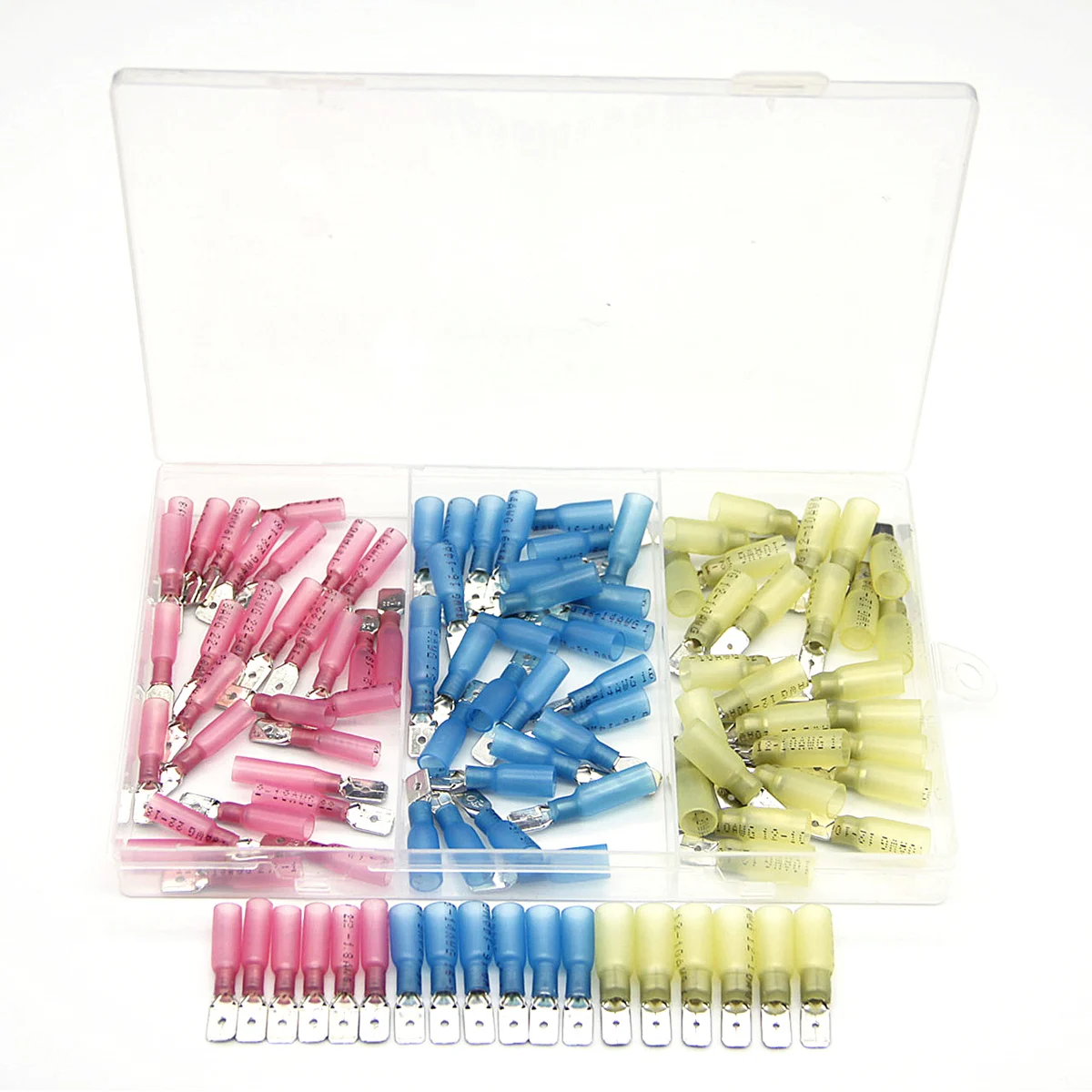 90Pcs Heat Shrink Wire Terminals 1/4" Quick Disconnect Male Spade Connectors Kit Assortment
90Pcs Heat Shrink Wire Terminals 1/4" Quick Disconnect Male Spade Connectors Kit Assortment