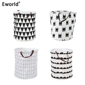 

Eworld Zakka Canvas Laundry Basket Foldable Clothes Orangizer Storage Bag Toy Storage Basket Children Room Sundries Bag Batman