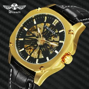 WINNER Skeleton Watches Men Luxury Brand Automatic Gold Watch Mechanical Genuine Leather Band Punk Wristwatch Mens Fashion Clock
WINNER Skeleton Watches Men Luxury Brand Automatic Gold Watch Mechanical Genuine Leather Band Punk Wristwatch Mens Fashion Clock