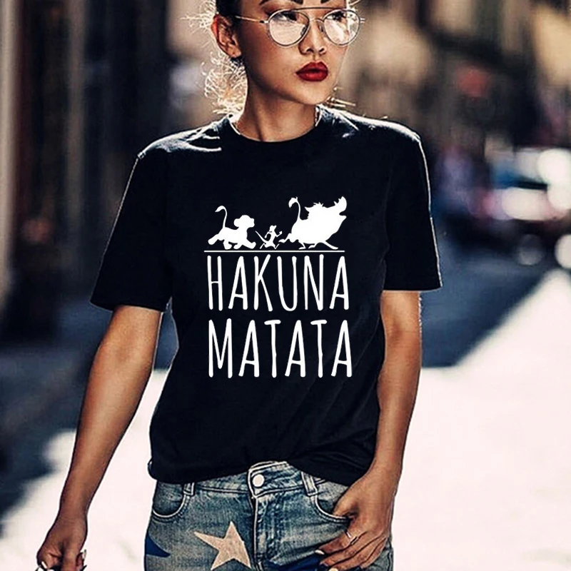 100% cotton t-shirt women friends tshirt woman hakuna matata t shirt ladies tee shirts funny best friend clothes big size top
100% cotton t-shirt women friends tshirt woman hakuna matata t shirt ladies tee shirts funny best friend clothes big size top