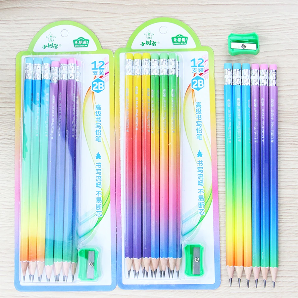 12Pcs/set Rainbow 2B Wooden Pencil +Pencil sharpening Kids Writing Drawing Pencil Student Stationery
12Pcs/set Rainbow 2B Wooden Pencil +Pencil sharpening Kids Writing Drawing Pencil Student Stationery