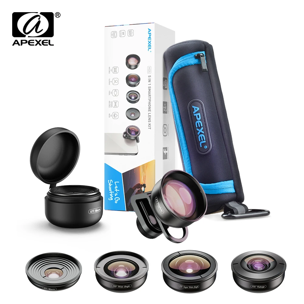 APEXEL Camera Phone Lenses Kit HD 5 in 1 Wide Macro 4K Telescope Super Fisheye Lens for iPhonex xs max Samsung s9 all smartphone
APEXEL Camera Phone Lenses Kit HD 5 in 1 Wide Macro 4K Telescope Super Fisheye Lens for iPhonex xs max Samsung s9 all smartphone