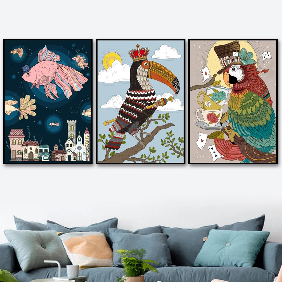 Abstract Fish Parrot Constellation Toucan Wall Art Canvas Painting Nordic Posters And Prints Wall Pictures For Living Room Decor
Abstract Fish Parrot Constellation Toucan Wall Art Canvas Painting Nordic Posters And Prints Wall Pictures For Living Room Decor