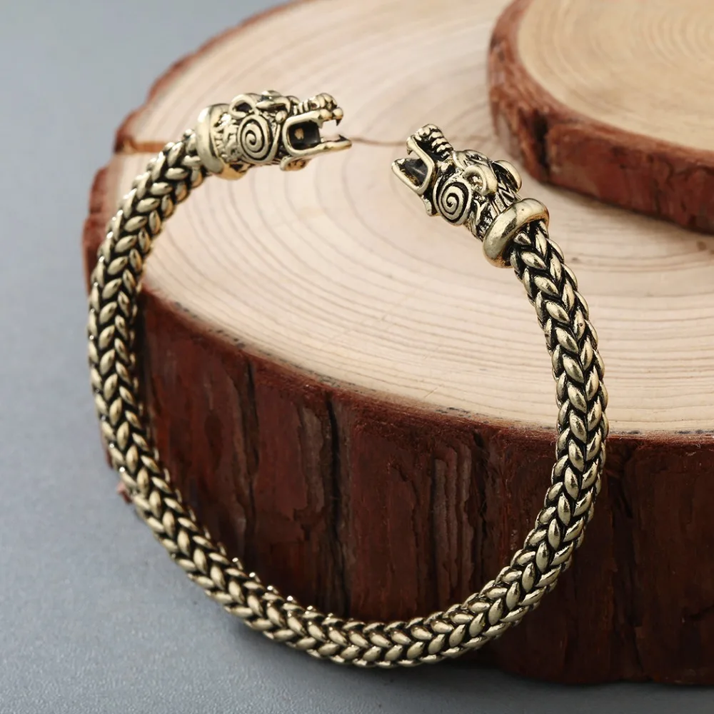 CHENGXUN Men Nordic Viking Dragon Bangle Antique Jewelry Solid Bronze Cuff Bracelet Scandinavian Historical Costume Accessories
CHENGXUN Men Nordic Viking Dragon Bangle Antique Jewelry Solid Bronze Cuff Bracelet Scandinavian Historical Costume Accessories