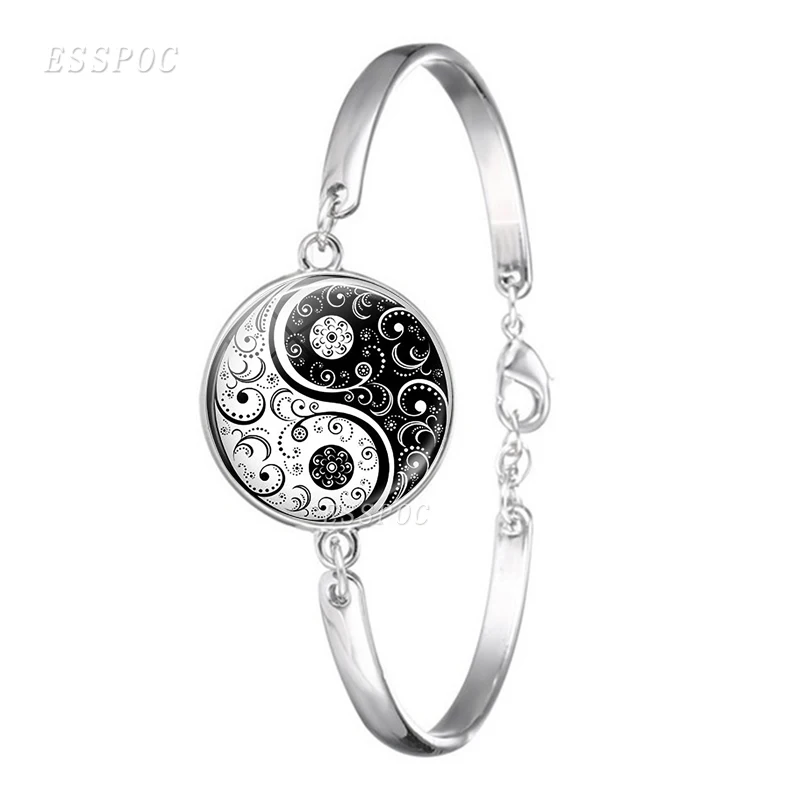 Yin Yang Black and White Tai Chi Silver Bracelets Glass Cabochon Jewelry Bangles Yoga Lovers Gift
Yin Yang Black and White Tai Chi Silver Bracelets Glass Cabochon Jewelry Bangles Yoga Lovers Gift