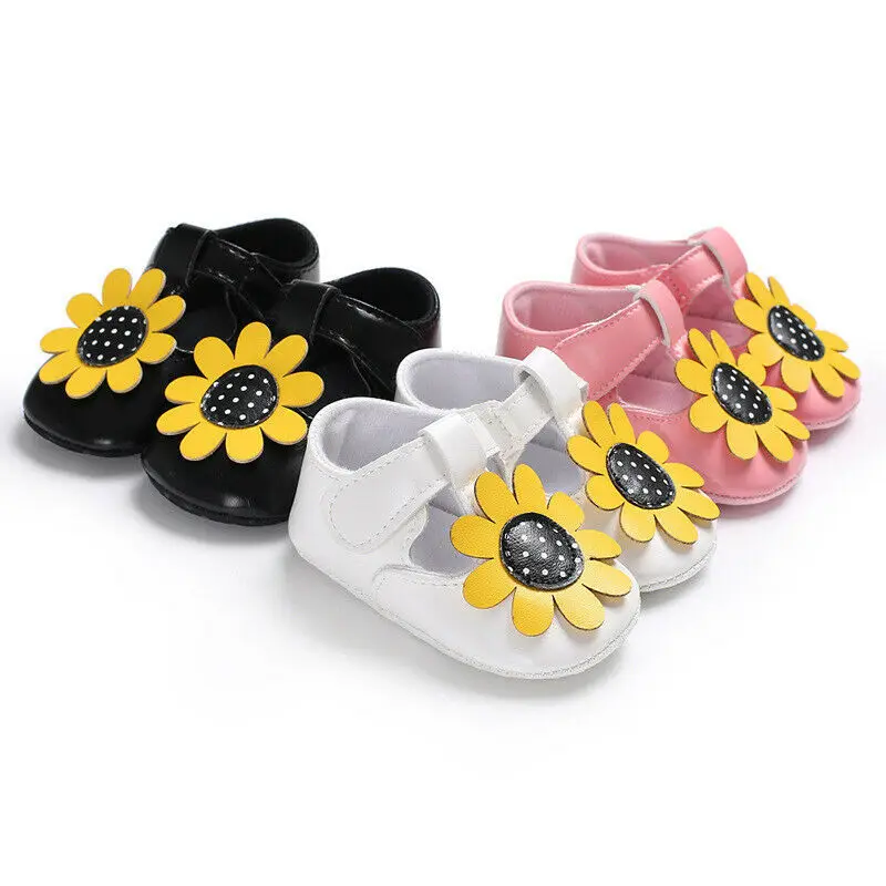 

Baby Sandals Newborn Shoes Kids Booties Toddler Girls Crib Shoes Soft Sole Prewalkers PU Leather Booties Sunflower Girl Sandals