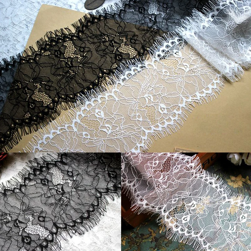 

Handmade Eyelash Lace Ribbon, DIY Garment Accessories, Needlework Sewing Dress, Underwear Decoration, 12Meters, 9.5cm, 313