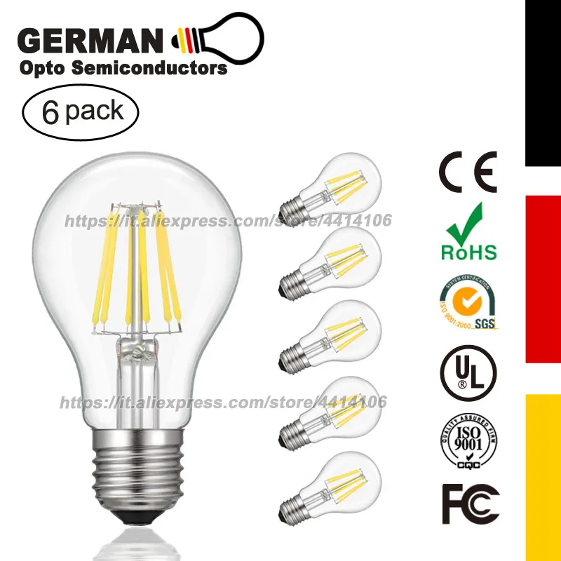 Vintage LED Filament Light Bulb, 4W A60 Antique LED Bulb 40 Watt Equivalent For Decorate Home,E27,Pack of 6
Vintage LED Filament Light Bulb, 4W A60 Antique LED Bulb 40 Watt Equivalent For Decorate Home,E27,Pack of 6
