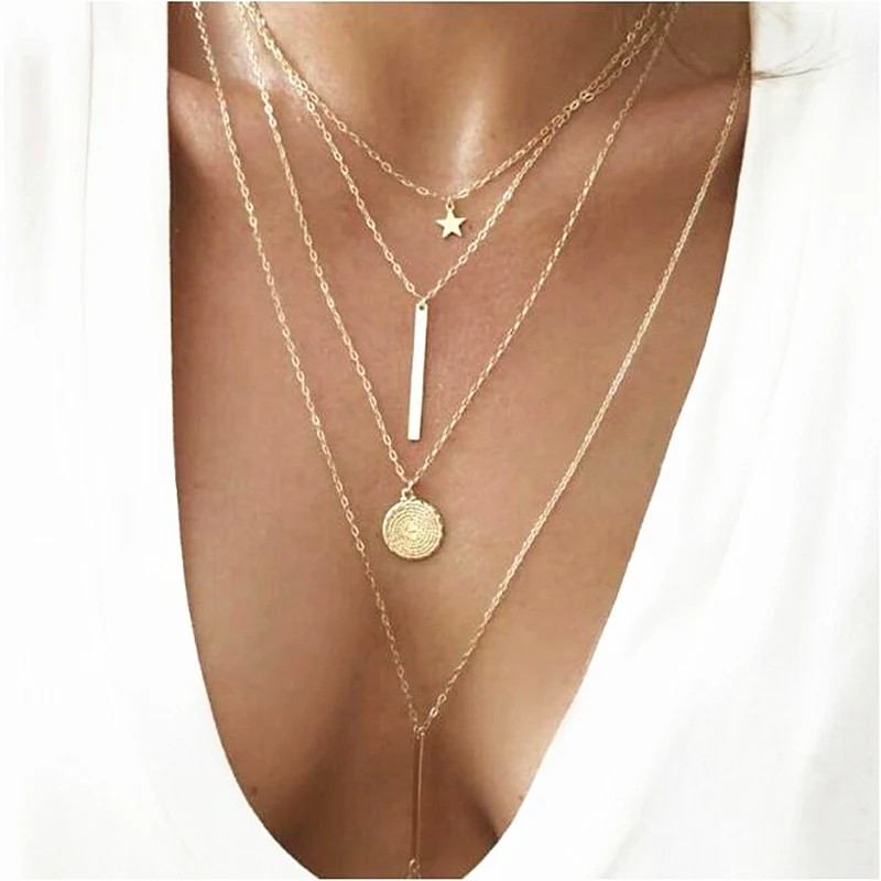 Hot Sale Fashion Multi-element Gold Color Metal Rod Circle Star Bohemian Multilayer Long Statement Necklace for Women Jewelry
Hot Sale Fashion Multi-element Gold Color Metal Rod Circle Star Bohemian Multilayer Long Statement Necklace for Women Jewelry