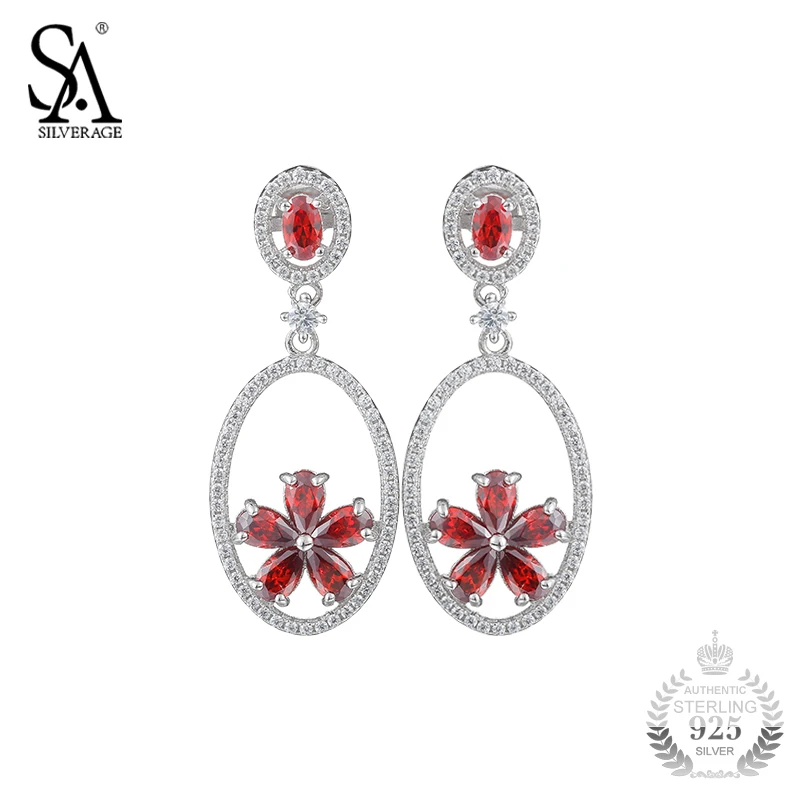 SA SILVERAGE 925 Sterling Silver Earrings Red Gemstone Drop Earring Pure Silver Jewelry For Women Accessory
SA SILVERAGE 925 Sterling Silver Earrings Red Gemstone Drop Earring Pure Silver Jewelry For Women Accessory