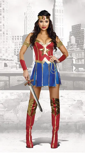 Чудо-Женщина Супергерой супердевушка Хэллоуин косплей женское платье |