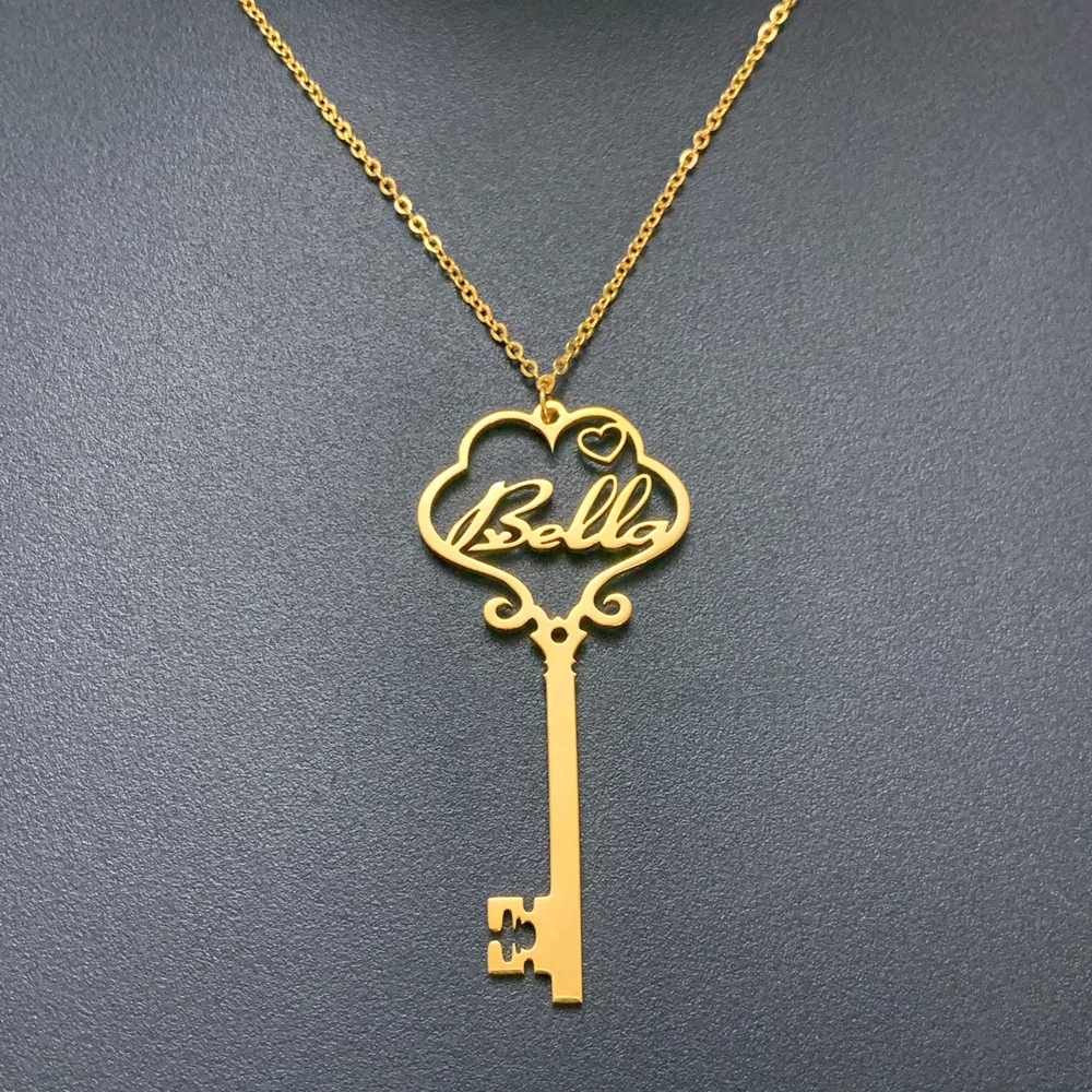 Stainless Steel 3 Color Custom Name key Pendant Necklace Customized Lock Name Necklace for Men Women Couples
Stainless Steel 3 Color Custom Name key Pendant Necklace Customized Lock Name Necklace for Men Women Couples