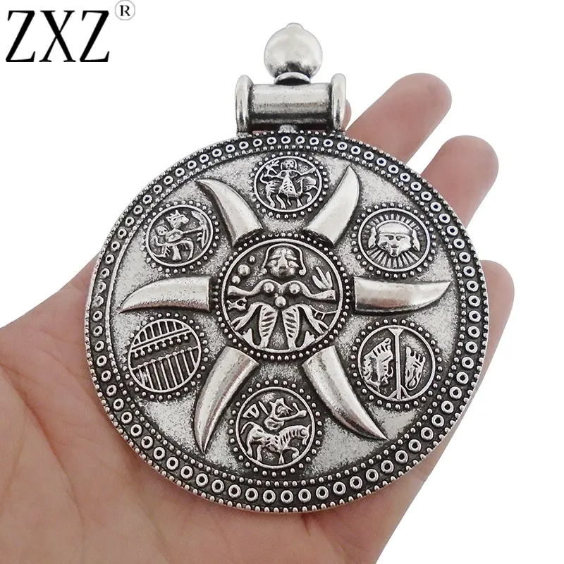 ZXZ 1pcs Antique Silver Tone Large Tribal Bohemian Boho Medallion Round Pendants for Necklace Jewelry Making Findings 101x74mm
ZXZ 1pcs Antique Silver Tone Large Tribal Bohemian Boho Medallion Round Pendants for Necklace Jewelry Making Findings 101x74mm
