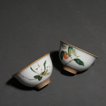 

PINNY 70ml Your Kiln Retro Porcelain Teacups Chinese Kung Fu Tea Cup Ceramic Tea Bowl Handpainted Drinkware Tea Ceremony