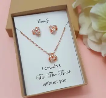 personalize Crystal bridesmaid Knot Earrings necklace Gifts, Wedding Jewelry Rose Gold, I couldn't TIE the KNOT proposal gifts
personalize Crystal bridesmaid Knot Earrings necklace Gifts, Wedding Jewelry Rose Gold, I couldn't TIE the KNOT proposal gifts
