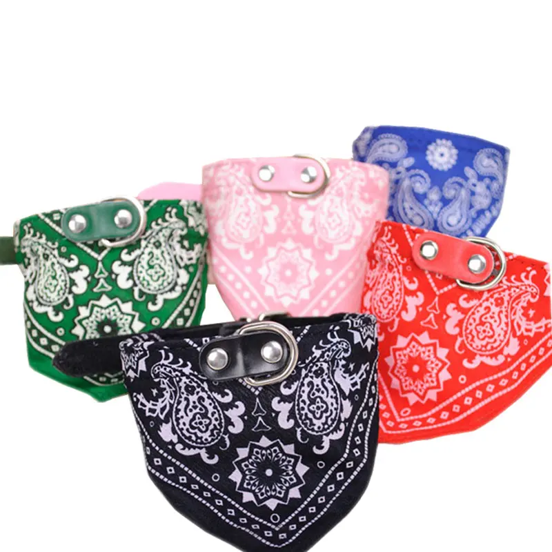 Image Pet Accessories Lovely Dog Collars Fabric Adjustable Pet Dog Bandana Puppy Triangula Printed Scarf 5 Colors Available for Small