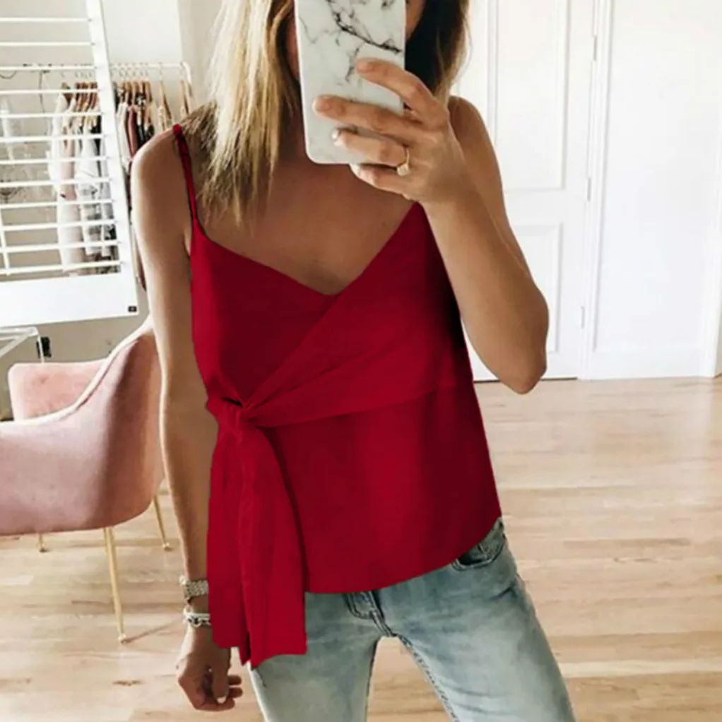 Summer Sleeveless Tank Tops Women Lace Up V-neck Sexy Shirt Casual Solid Color Cami Top Plus Size
Summer Sleeveless Tank Tops Women Lace Up V-neck Sexy Shirt Casual Solid Color Cami Top Plus Size