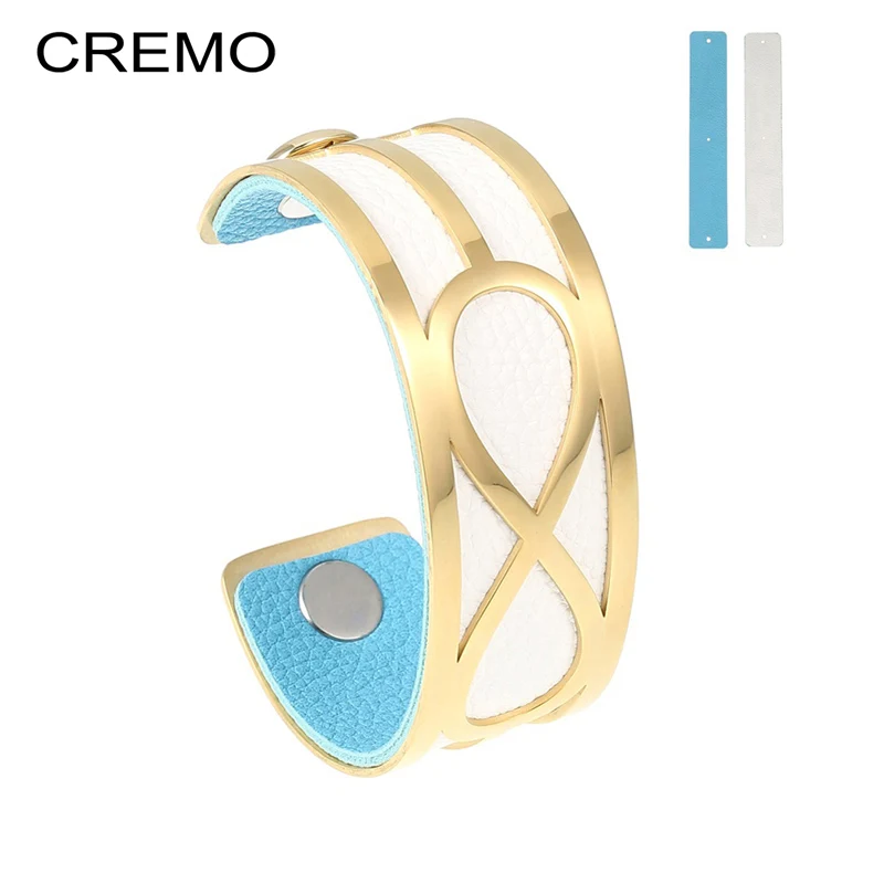 Cremo Wide Arm Cuff Bracelet Manchette Femme Georgette Infinit Gold Bangles Stainless Steel Bracelet Reversible Leather Pulseira
Cremo Wide Arm Cuff Bracelet Manchette Femme Georgette Infinit Gold Bangles Stainless Steel Bracelet Reversible Leather Pulseira